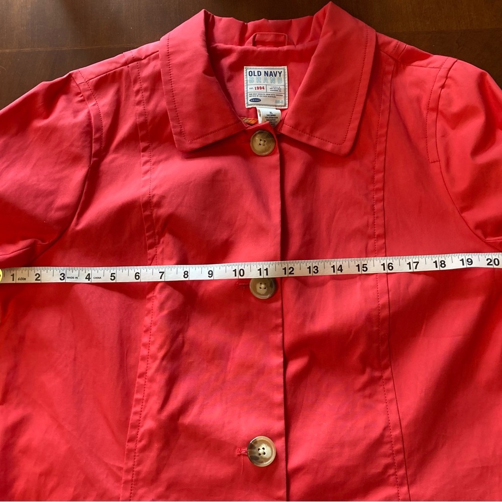 Old Navy Red Cotton Trench Coat 100% Cotton Size XL - Picture 4 of 5
